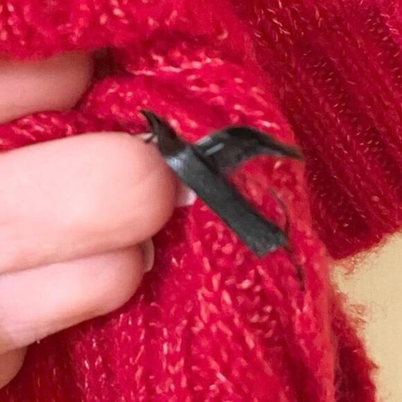 ME+EM Lofty Wool Cashmere Silk Pouf Sleeve Sweater In Red Medium - Picture 7 of 7